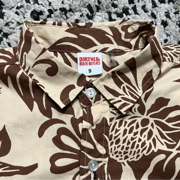 Birdwell Beach Britches Hawaiian Shirt Tan Brown Short Sleeve Men’s Size Small - Picture 6 of 11